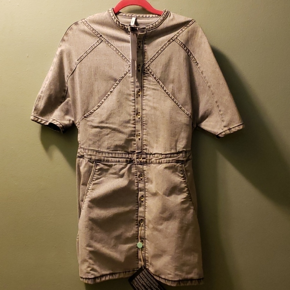 New Gray/ Black Denim button down dress